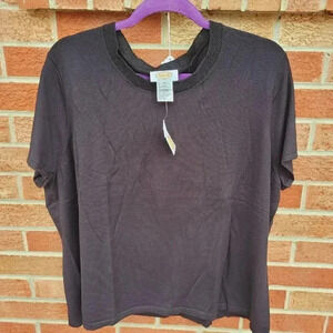 Talbots Short Sleeve Sweater Women's Size 3X New with Tags Pull Over Black